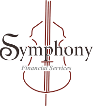 A red violin with the word symphony underneath it.