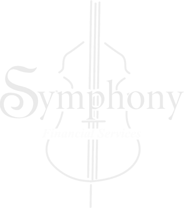 A white logo of the word symphony with an image of a violin.